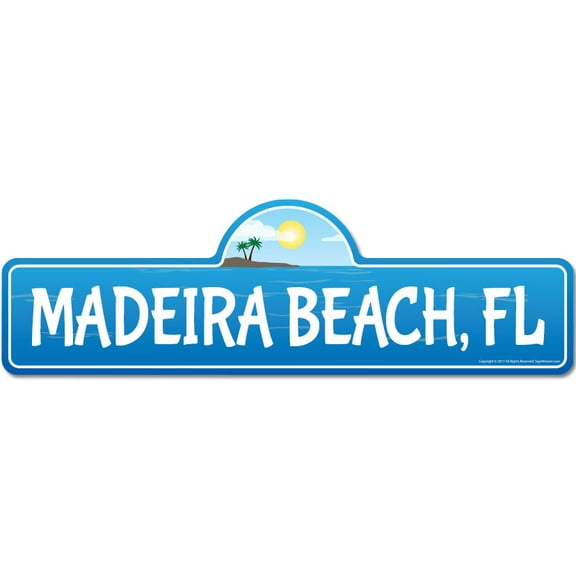 Madeira FL Florida Beach Street Sign | Indoor/Outdoor | Surfer Ocean Lover Décor For Beach House Garages Living Rooms Bedroom | Signmission Personalized Gift