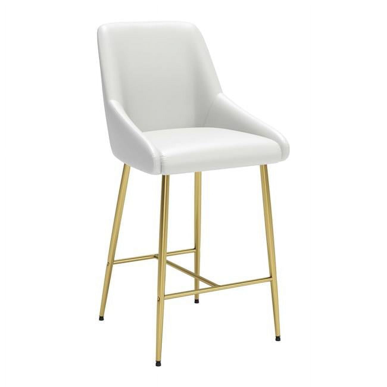 White and Gold Matte Finish Counter Stool