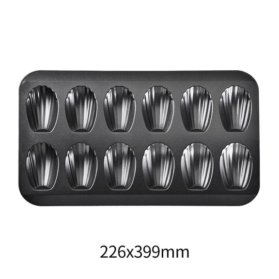 Madeleine Baking Pan Set 12 Cavity, Non Stick Cake Mold Even Heating Easy Release Durable Design, Baking Tray for Cookies Brownies Pastries Home Kitchen Party Baking Use