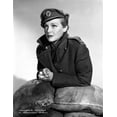 thumbnail image 1 of Madeleine Carroll Leaning on Sandbags, wearing Black Suit with Hat Photo Print (24 x 30), 1 of 1