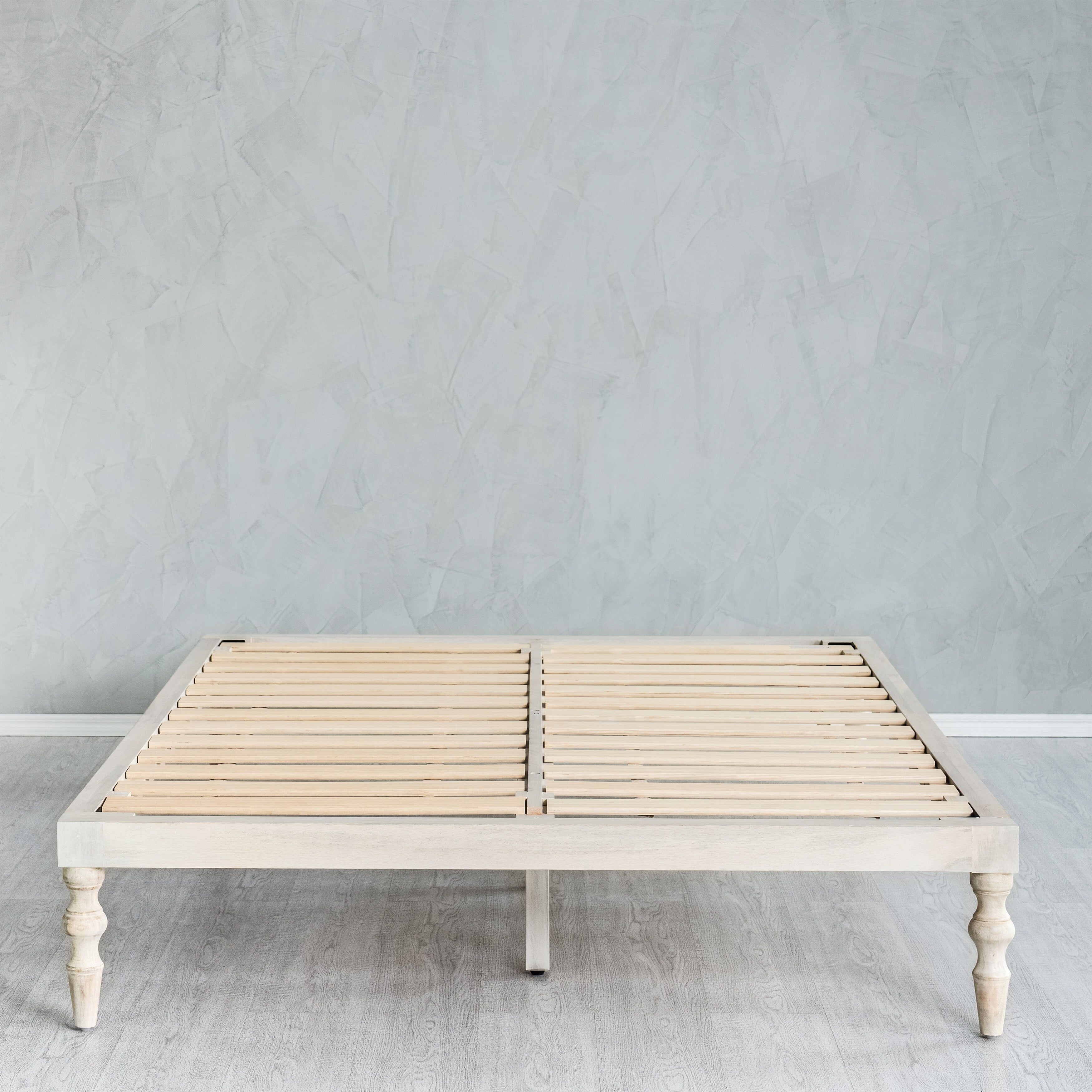 Madeleine Home MH London Rhonda Solid Mango Wood Platform Bed Whitewash