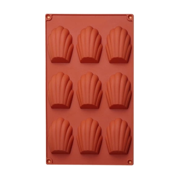 Madeleine Pan 1-3-Piece Set - Nonstick Silicone Baking Mold with 9 Cavities per Tray for Shell-Shaped Madeleine Cookies, Cakes, and Desserts, Easy Release