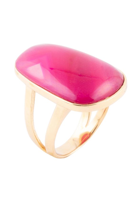 Madeleine Pink Agate Golden Ring
