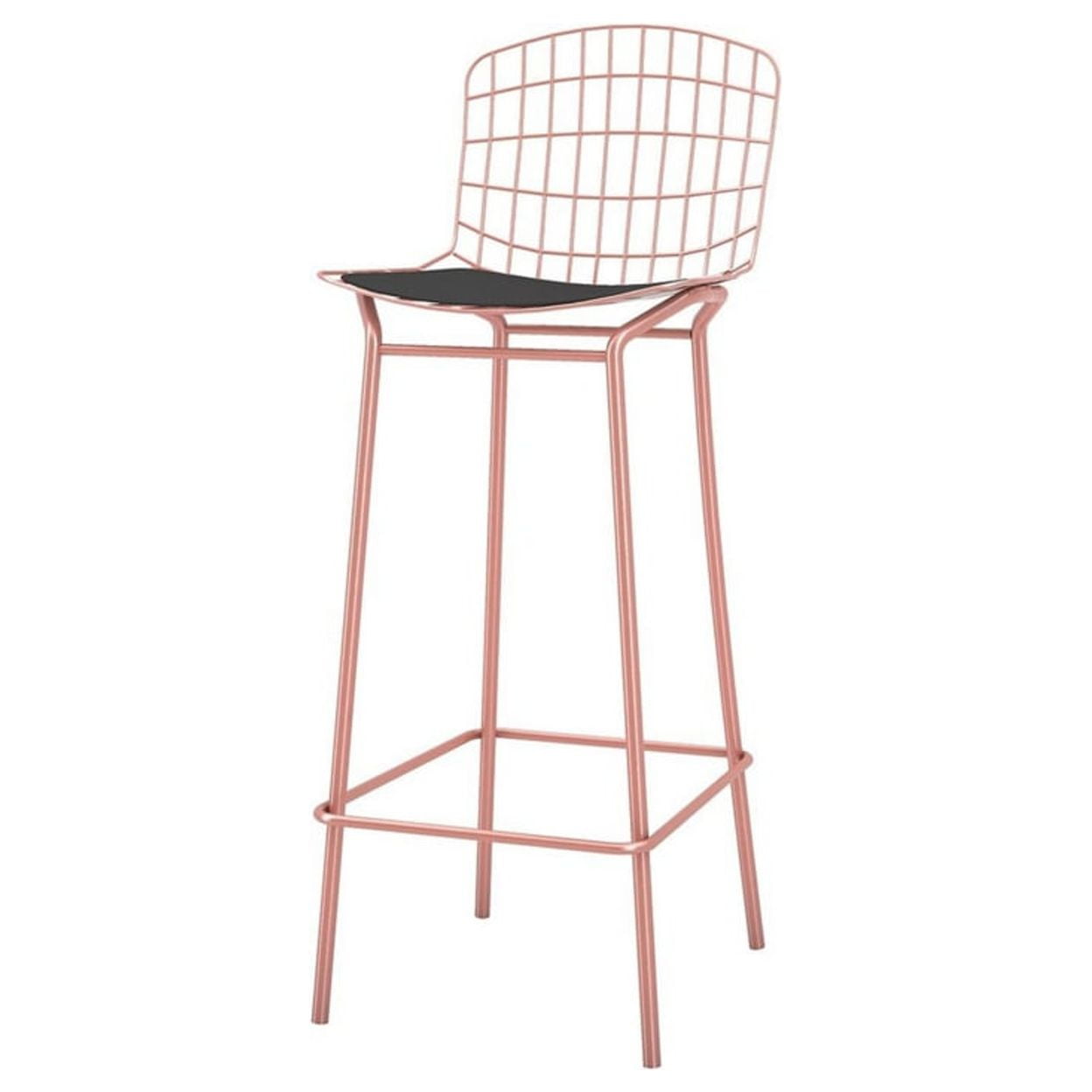 Madeline 42" Rose Pink Gold and Black Industrial Barstool