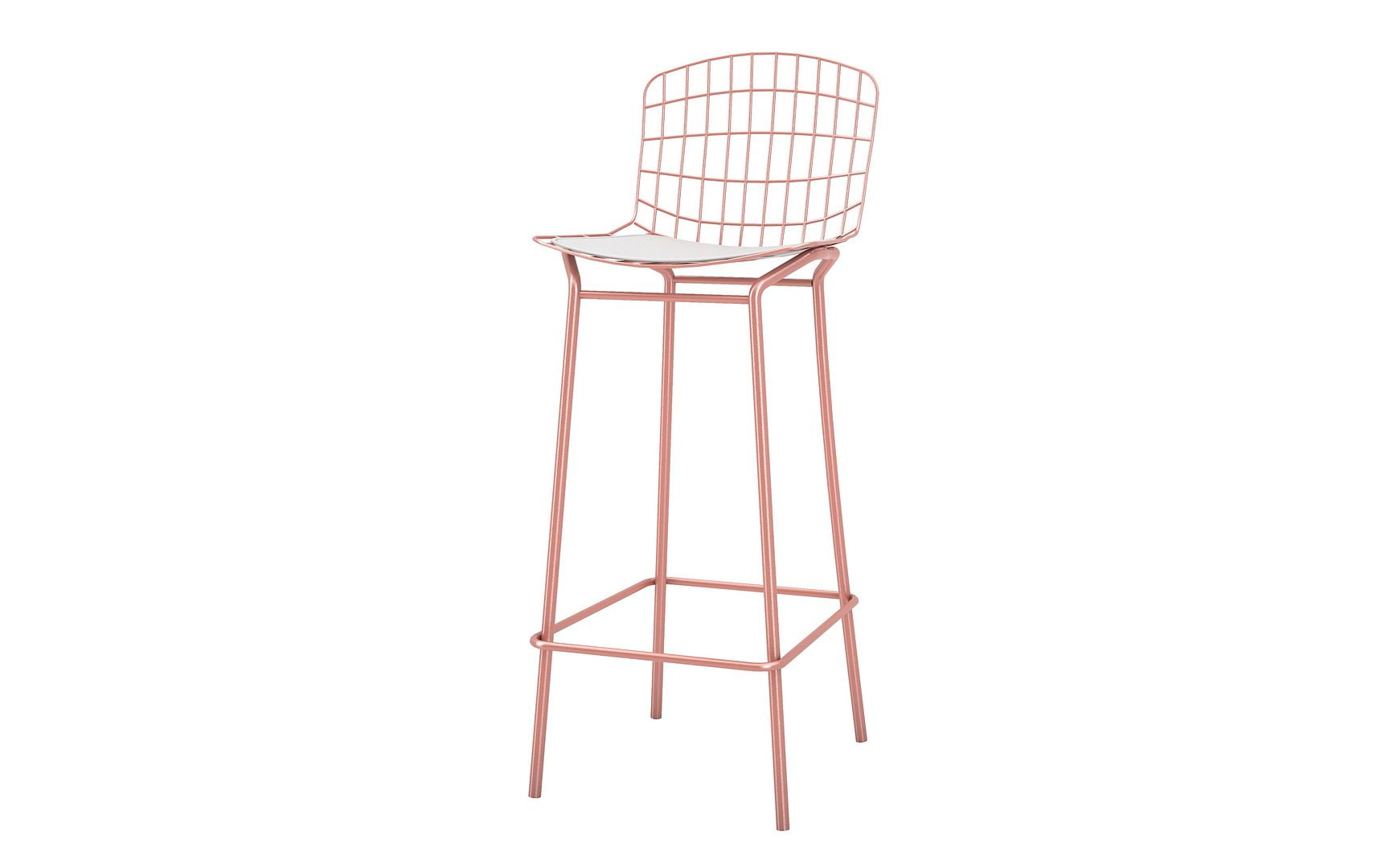 Madeline Rose Pink Gold and White Metal Leather Barstool 42"