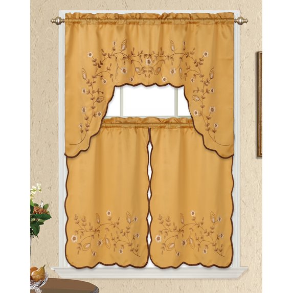Madeline Kitchen Curtain (Gold/Brown)