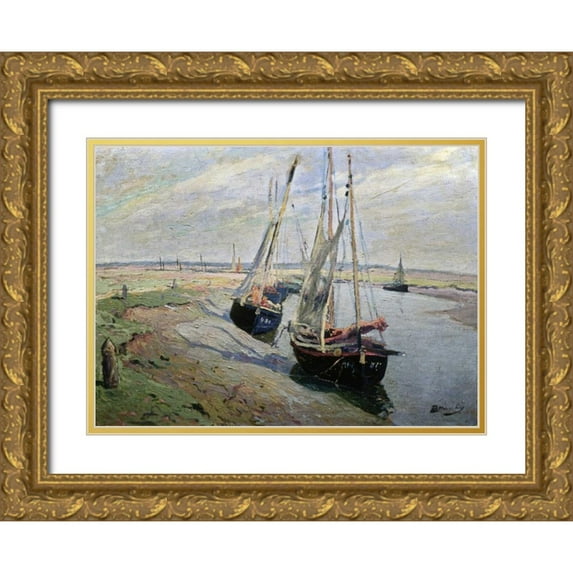 Madeline, Paul 24x19 Gold Ornate Wood Framed with Double Matting Museum Art Print Titled - Barques de Peche