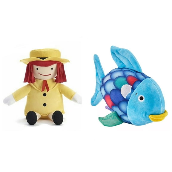 Madeline & Rainbow Blue Fish Set Plush 's 12" Soft Stuffed Dolls New Gift