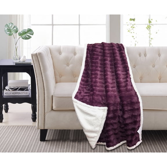 Madeline Sherpa Throw Plum