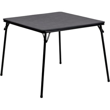 Madelyn 33.5" Square Folding Multipurpose Card Table with Padded Vinyl Top, Portable Folding Game Table for 4 Players, Black