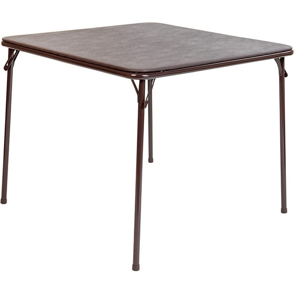 Madelyn 33.5" Square Folding Multipurpose Card Table with Padded Vinyl Top, Portable Folding Game Table for 4 Players, Brown