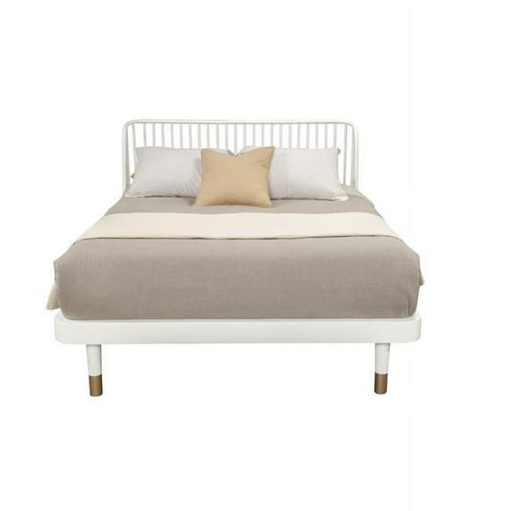 Madelyn Queen Size Slat Back Platform Bed, White - 43.5 x 64.5 x 84.5 in.