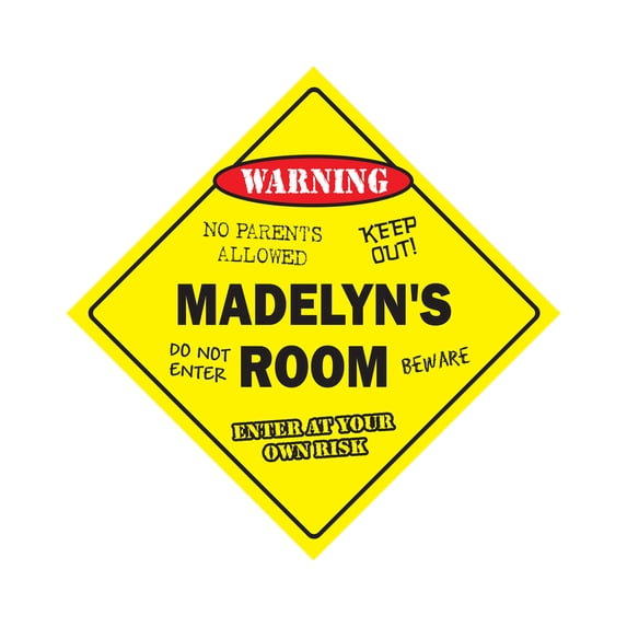 Madelyn's Room Sign Crossing Zone Xing | Indoor/Outdoor | 12" Tall kids bedroom decor door children's name boy girl