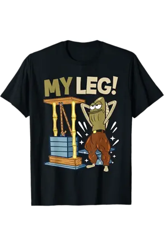 Mademark x SpongeBob SquarePants My Leg Body Building Funny T-Shirt with Cartoon Character Design