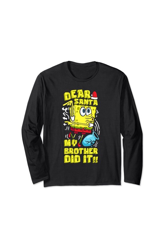 Mademark x SpongeBob SquarePants - SpongeBob Christmas Dear Santa Brother Did It Siblings Humor Long Sleeve T-Shirt