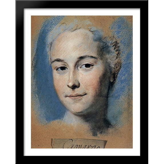 Mademoiselle Camargo 28x36 Large Black Wood Framed Print Art by Maurice Quentin de La Tour