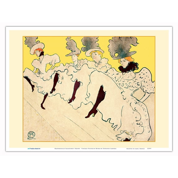 Mademoiselle Eglantine’s Troupe - Vintage Dance Poster by Henri de Toulouse-Lautrec c.1896 - Master Art Print (Unframed) 9in x 12in