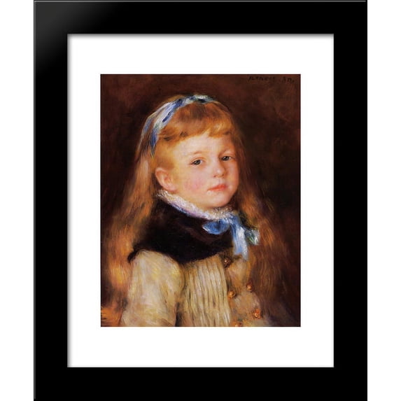 Mademoiselle Grimprel in a Blue Ribbon 20x24 Framed Art Print by Renoir, Pier...