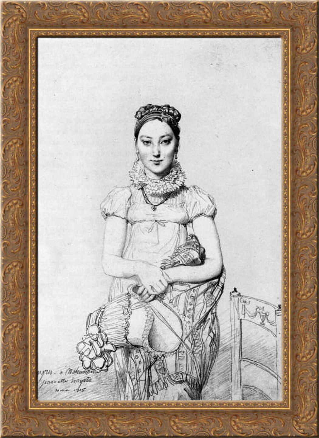 Mademoiselle Jeanne Hayard 24x18 Gold Ornate Wood Framed Canvas