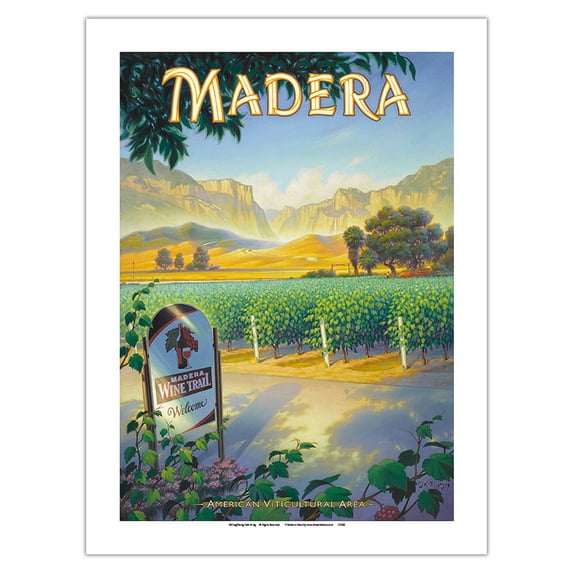 Madera (San Joaquin Valley) Wineries - California Vineyards Wine Country Art by Kerne Erickson - Bamboo Fine Art 290gsm Paper Print (Unframed) 24x32in