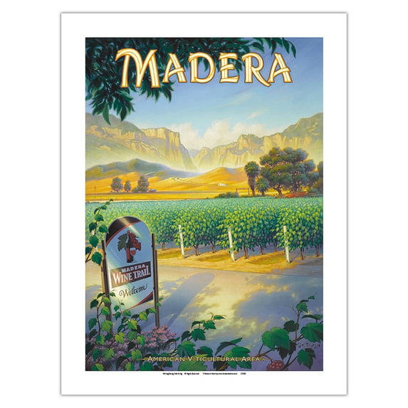 Madera (San Joaquin Valley) Wineries - California Vineyards Wine Country Art by Kerne Erickson - Bamboo Fine Art 290gsm Paper (Unframed) 12x16in