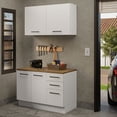 thumbnail image 1 of Madesa 2-Piece Garage and Utility Room Storage Cabinet Set with 47 Inch Base Cabinet and 47 Inch Wall Cabinet Modular Storage Organization Unit - White, 1 of 7