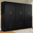 thumbnail image 1 of Madesa 6 Doors 6 Drawers Storage Cabinet Wardrobe with Shelves and Hanging Space 94"L Wooden Armoire Closet Organization Unit for Bedroom and Office - Black, 1 of 10