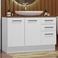thumbnail image 1 of Madesa Bathroom Cabinet with 2 Doors and 3 Drawers Wooden Storage Unit for Toiletries, Towels, Ideal for Bathroom Organization and Decluttering – White, 1 of 9