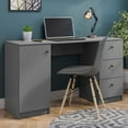 thumbnail image 1 of Madesa Executive Computer Writing Desk 53 Inch with 3 Drawers and 1 Door, Metalic Handles Wooden Home Office PC Study Table with Storage - Gray, 1 of 9