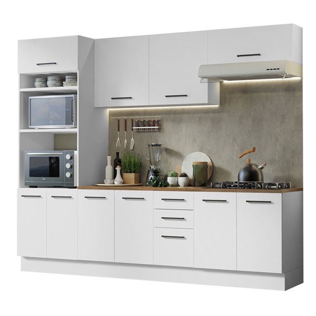 Madesa Full Set Hazel Kitchen Storage Cabinet 107 Inch Wooden ...