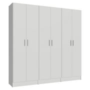 Madesa Garage Set 3 Pantry Storage Cabinet with 15 Utility Shelves 71"L Wooden Organization Unit for Garage - White