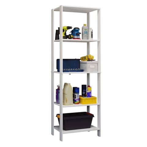 Madesa Garage Storage Rack with 5 Open Shelves 23"L Multiuse Organization Cabinet for Tools - White