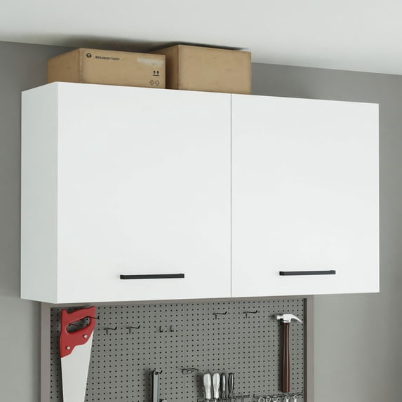 Madesa Garage and Utility Room Wall Storage Cabinet with 2 Doors and Utility Shelves 47 Inch Wooden Organization Unit - White