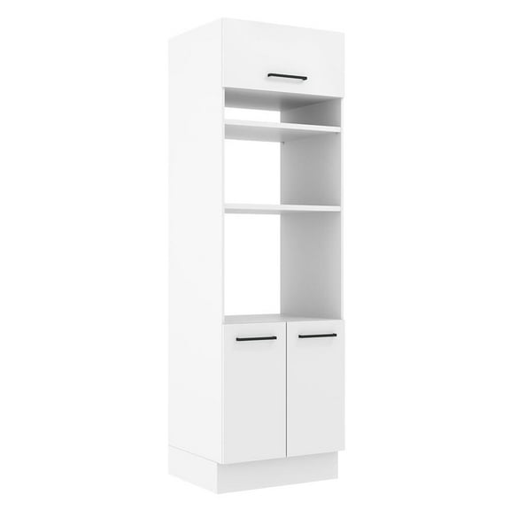 Madesa Hazel 2 Door Pantry Kitchen Storage Cabinet with Horizontal Door and 3 Shelves 89 Inch Wooden Organization Unit - White