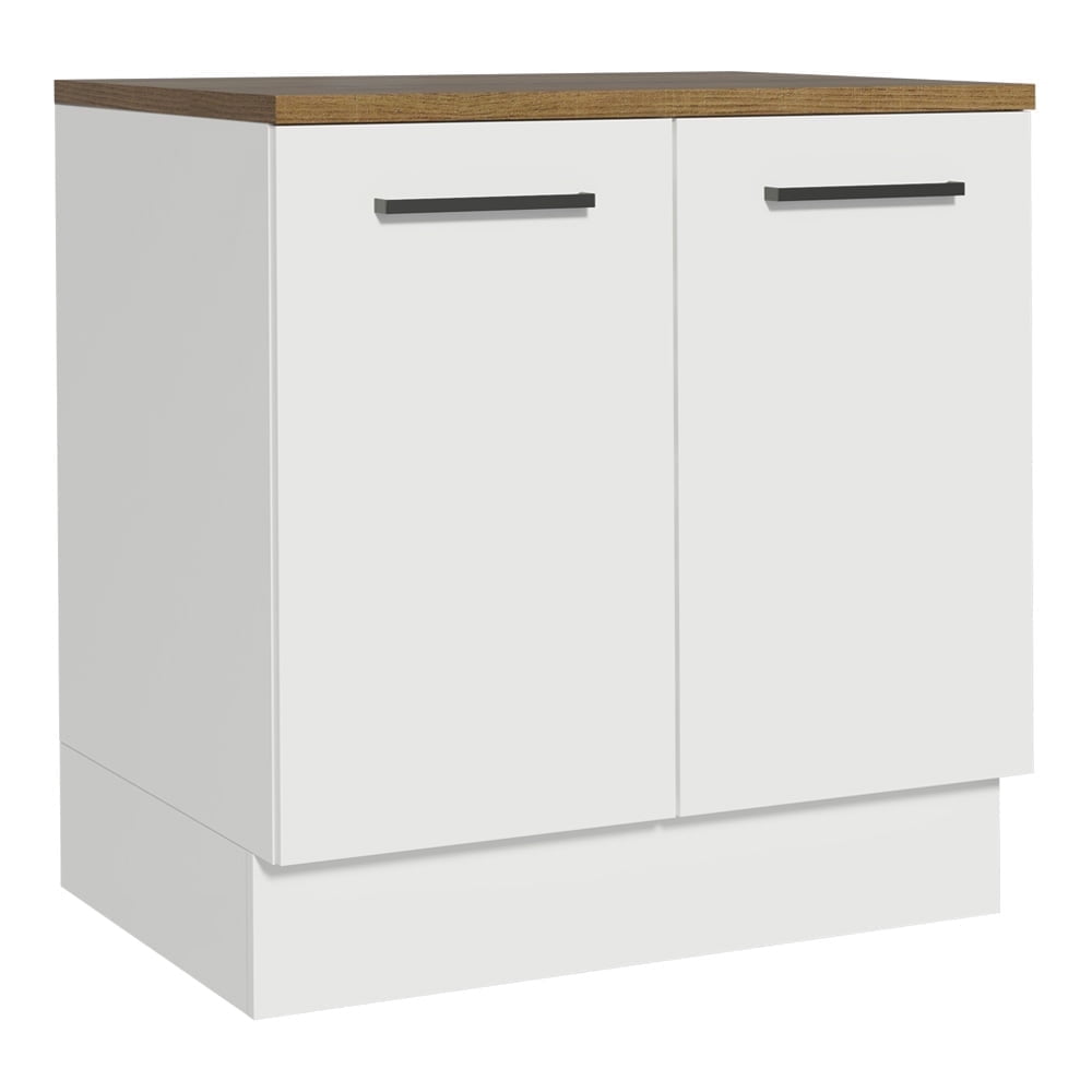 Hazel White and Brown Particle Board Kitchen Base Cabinet