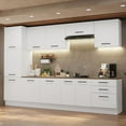 thumbnail image 1 of Madesa Hazel Kitchen Set 126"L Pantry Storage 3 Drawers 3 Wall Cupboards 3 Base Cabinets Engineered Wood Multiple Compartments Organization Unit - White, 1 of 12