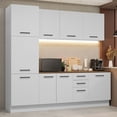 thumbnail image 1 of Madesa Hazel Kitchen Set 94"L Pantry Storage Base Cabinet Wall Cupboard Engineered Wood Multiple Compartments Organization Unit - White, 1 of 11