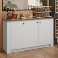 thumbnail image 1 of Madesa Home Bar Buffet Storage Cabinet with 3 Doors – Wooden Organization Unit for Kitchen, Dining Room, Ideal for Storing Glassware, Drinks, and Utensils – White, 1 of 8