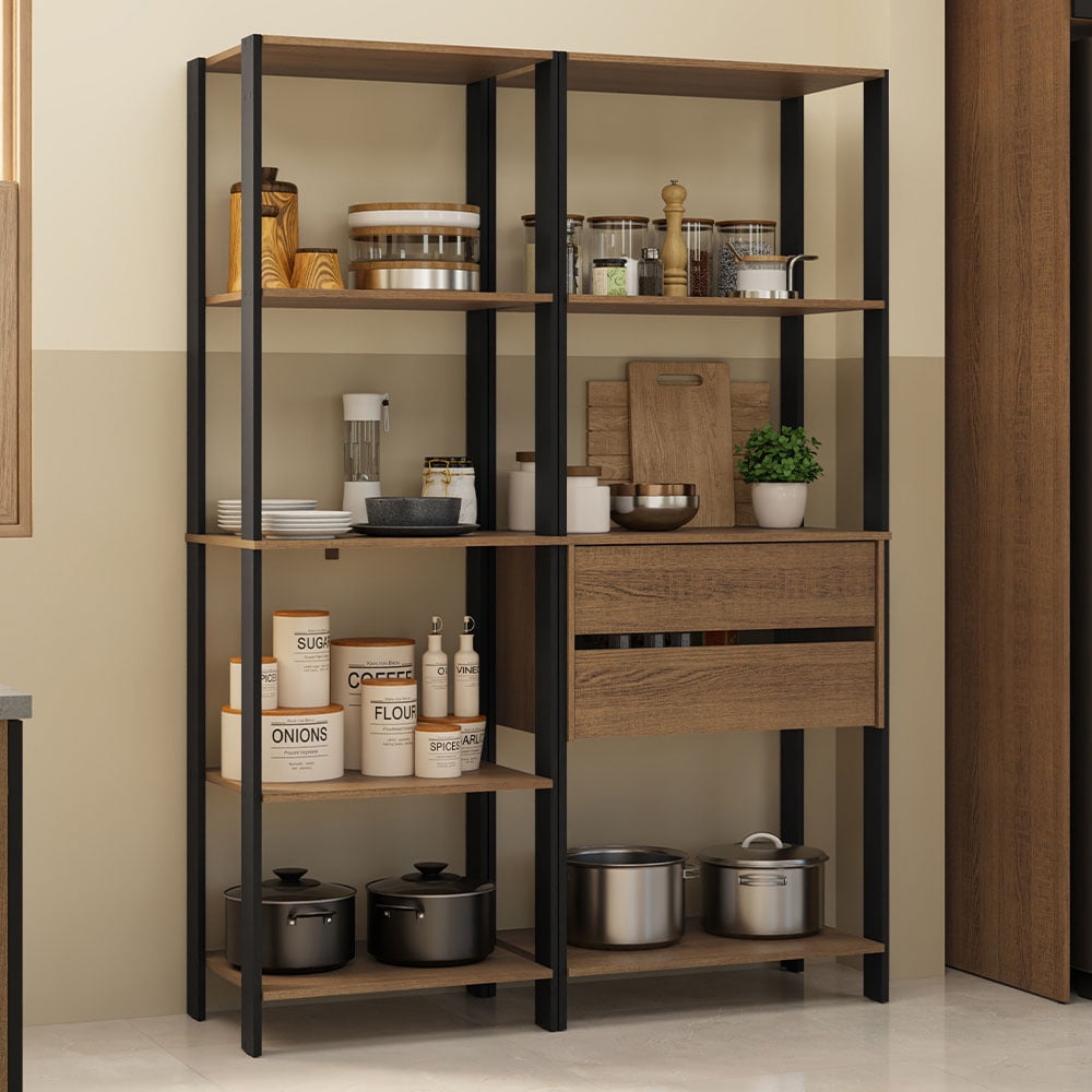 Kitchen Storage Racks Drawer Madesa Kitchen Pantry Storage Rack with 2 Drawers and Open Shelves 51