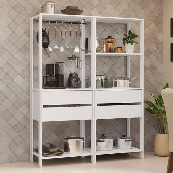 Modular Kitchen Storage Rack Madesa Kitchen Pantry Storage Rack with 4 Drawers, 5 Shelves and ...