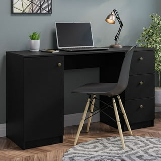 FUFU&GAGA 55.1 in. W x 43.3 in. H White MDF Computer Desk with a