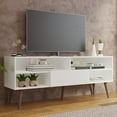thumbnail image 1 of Madesa Modern TV Stand with 1 Door and 4 Shelves with Cable MANAGEMENT for 55, 65 Inch Media Storage Media Console Living Room and Bedroom Entertainment Center Wooden Television Cabinet - White, 1 of 7