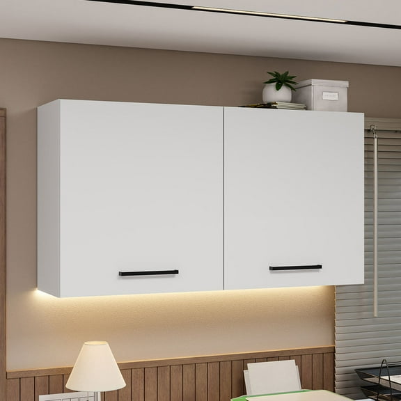 Madesa Office Wall Storage Cabinet with 2 Doors Unit for Files and Documents White