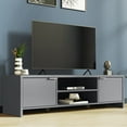 thumbnail image 1 of Madesa TV Stand with Cabinet Storage and Open Shelves for 55, 65 Inch Media Storage Gaming Media Console Living Room Entertainment Center  Wooden Television Cabinet - Grey, 1 of 7