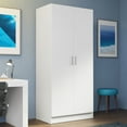 thumbnail image 1 of Madesa Wardrobe Armoire Closet Hanging Storage Cabinet 2 Doors with Shelf 31"L Organization Unit for Bedroom and Office - White, 1 of 7