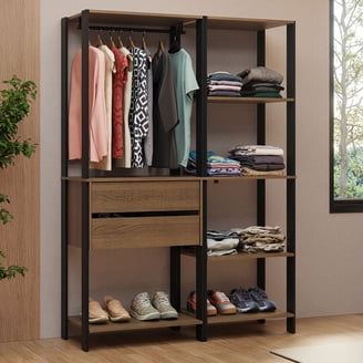 Klair Living Viviane Wood Closet with Hanging Bars and 5 Shelves