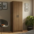 thumbnail image 1 of Madesa Wardrobe Storage Cabinet Armoire Closet with 2 Doors and 4 Utility Shelves 23 Inch Wooden Organization Unit for Bedroom - Rustic, 1 of 9
