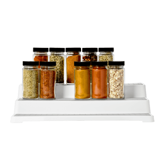 madesmart 3-Tier Cabinet Shelf Organizer, Pantry, or Countertop Organizer, Soft-Grip Lining and Non-slip Feet, BPA-Free, Grey/White