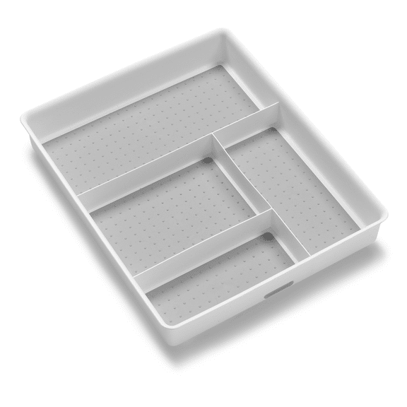 madesmart Classic 4 Compartment Drawer Organizer with Soft Grip Lining, White