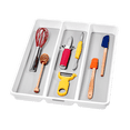 thumbnail image 1 of madesmart Large Utensil Tray, 3-Compartment Kitchen Drawer Organizer, Soft-Grip Lining, Non-Slip Feet, BPA-Free, White, 1 of 5